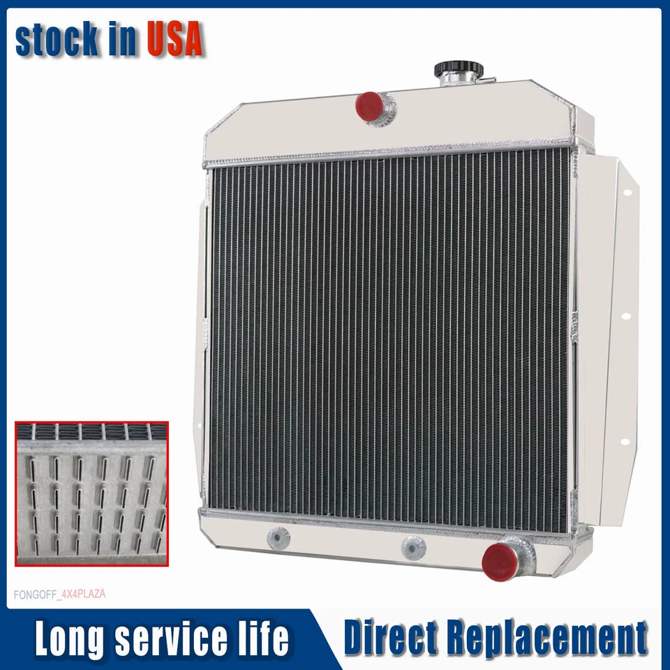 4 CORE ALUMINUM RADIATOR FIT 55 56 57 58 59 CHEVY TRUCK PICKUP SUBURBAN/APACHE Foto 1 de 4