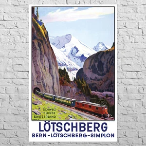 Poster Lötschberg, 1937 | 22x34" Big size A1 | Switzerland, railroad wall art - Picture 1 of 4
