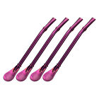4Pcs 6.2" Stainless Steel Spoon Straw Drinking Straw Spoon with Filter Purple