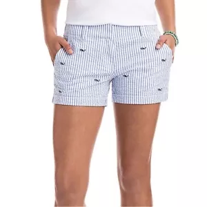 Neu mit Etikett!! Damen-Shorts Vineyard Vines 3,5 Zoll Seersucker Wal bestickt 16 Bayside - Bild 1 von 4