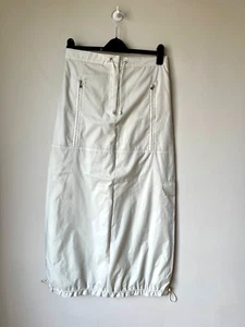 Y2K Maxi Skirt Cream Ivory Tech 90's Style Bungee Hem Gerry Weber UK 10 🌟 NEW - Picture 1 of 10