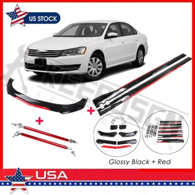 For VW Volkswagen Passat Front Bumper Lip Splitter Side Skirts Parts Body Kit - Image 1 of 4
