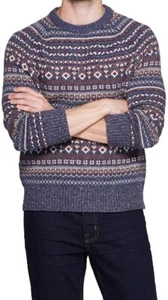 Men's Regular Fit Crewneck Pullover Sweater - Goodfellow & Co-Navy Fairisle XXL - Picture 1 of 5