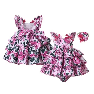 Vestidos florales de verano para niñas pequeñas talla 4 6-9 9-12 12-18 2 años con diadema - Imagen 1 de 12