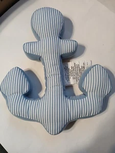 lot of 2 15 By 13 Blue & White Striped Anchor Toss Throw Pillow Nautical Boat - Picture 1 of 3