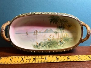 Antike Nippon handbemalte China flache Schale, schönes heiteres Bild - Bild 1 von 7