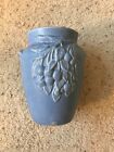1920-30s Hull Pottery Matte Aqua Periwinkle blue Cherry/Cherries 2 Handled Vase