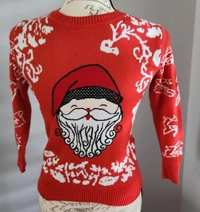 Camii Mia Girls Christmas Crewneck Sweater Pullover Santa & Reindeer Size S New - Picture 1 of 11