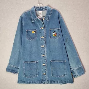 VINTAGE Disney Store Women Jacket L Denim Good Old Gang Embroidered Y2K READ - Picture 1 of 12