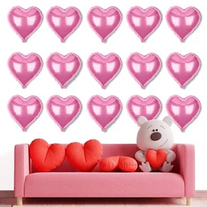 Heart Shaped Foil Balloons for Valentines Day Party Decorations - Pack of 15 ... - Picture 1 of 7