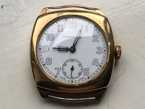 Vintage 9k & 585 14K Gold Longines Military Men's Wind Up Watch Gold Swiss Made - Picture 1 of 12