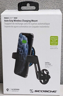 Scosche MagicGrip Auto For Grip Wireless Charging Vent Mount Qi Charging-Black - Image 1 of 2