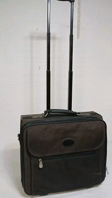 Brown Canvas 16" Rolling Laptop Carry-On Briefcase Luggage Bag - Image 1 of 4