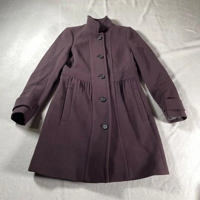 J Crew Coat 女式 4 紫色双布羊毛混纺豌豆外套商务休闲 — 第 1/4 张图片