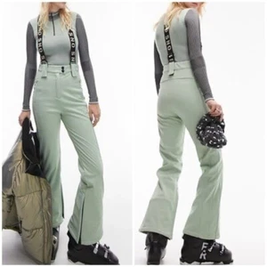 Neu Topshop Sno ausgestellte Skihose mit Hosenträgern mintgrün Nylon Gr. 6 - Bild 1 von 16