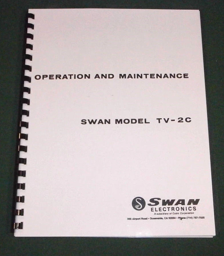 Swan TV-2C Instruction Manual: 11" X 17" Foldout Schematic & Card Stock Covers! - Image 1 of 1