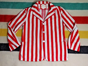 VTG 60s 70s Pierre Philadelphia Red White Striped Button Chore Jacket Coat M - Picture 1 of 8