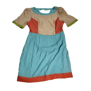 Harlyn Dress Womens Size 4 Petite Casual Color Block Side Zip Blue Tan Orange - Picture 1 of 8