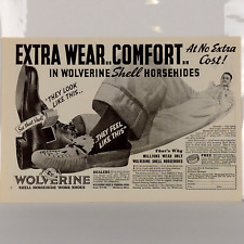 1936 Wolverine Shell Horse chaussures de travail vintage imprimé publicité usure supplémentaire confort