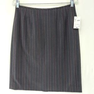 NUEVO CON ETIQUETAS $139 Kasper Mujeres 8P Negro Rayas Lápiz/Falda Recta Forrada Cremallera Spandex - Imagen 1 de 17