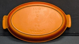 Vintage DESCOWARE Cast Iron Baking Dish Orange 12" x 7" 14-D 26 G BELGIUM - Picture 1 of 14