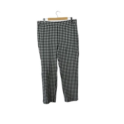 Talbots Chatham Ankle Dress Pants 14 Gingham Plaid Black White Stretch Womens - Image 1 of 4