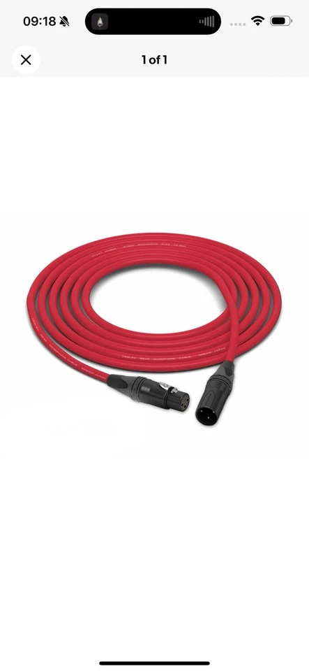 Cable Mogami 2549 | Neutrik Gold XLR-F XLR-M | Rojo 14 pies | 14 pies 14’ Foto 1 de 1