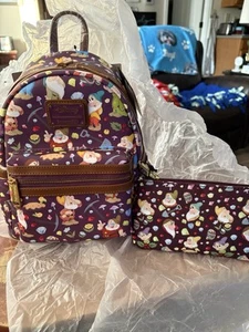 Loungefly Disney Snow White 85th Anniv AOP Backpack + Coin Bag - Picture 1 of 1