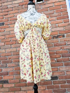 Forever 21 Yellow Floral Cutout Puff Sleeve Mini Dress. L-XL FIT - Picture 1 of 18
