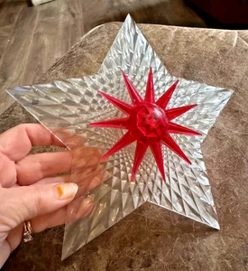 Vintage MCM Dimensional Kunststoff Weihnachten Stern Licht Baum Topper Abdeckung wie gefunden - Bild 1 von 10