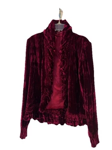 Blazer Bianco Levrin para mujer de terciopelo rojo talla L vintage - Imagen 1 de 4