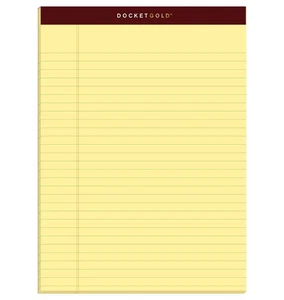 TOPS Almohadillas de Escritura Docket Dorado, 8-1/2" x 11-3/4", Regla Legal, Papel Canario, 50... - Imagen 1 de 6
