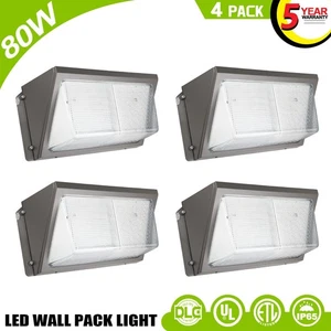 4 Pack 80W Led Wall Pack Light Industrial Commercial Outdoor Security Light ETL - Picture 1 of 11