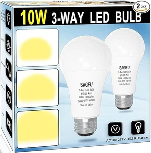3 Way Led Light Bulbs 30 70 100 W Equivalent Soft White 3000K，A19 Three Way Ligh - Picture 1 of 5