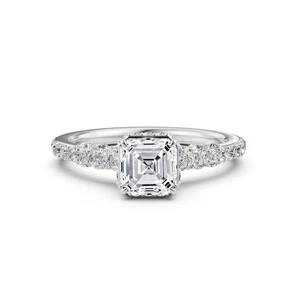 Natürlicher 100 % gepflasterter Asscher Diamant Verlobungsring GIA-zertifiziert F VS1 1,37 kt - Bild 1 von 3