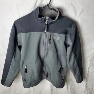 The North Face Jacket Boys L 14/16 Gray Black Softshell Full Zip Fleece Outdoor - Picture 1 of 10