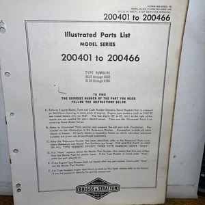 Briggs & Stratton Engine Models 200401 to 200466 Illustrated Parts Catalog List - Picture 1 of 2