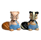 Vintage Miniature Skunks ART POTTERY Glazed Ceramic Figurines Set of 2
