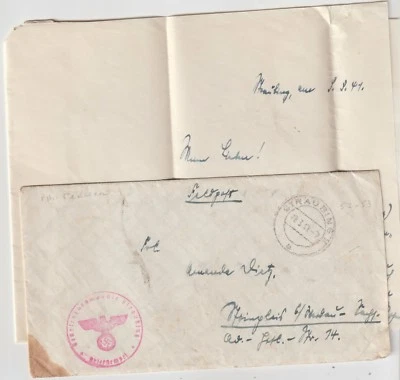 ГЕРМАНИЯ РЕЙХ 1941 ВОЕННОПЛЕННЫЙ ОБЛОЖКА ОТ STRAUBING FEDPOST - Изображение 1 из 2
