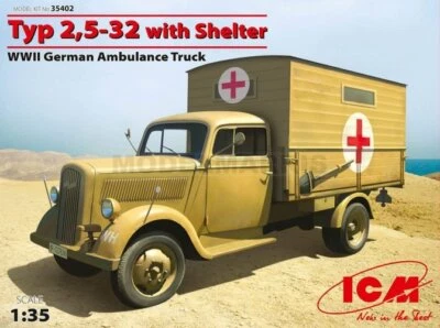 ICM 35402 1/35 Typ 2,5 -32 With Shelter, WWII German Ambulance Truck - Image 1 of 2