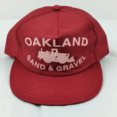 Unused Vintage Original 1980's Oakland Sand & Gravel Trucker Hat Made In USA Red - Image 1 of 4