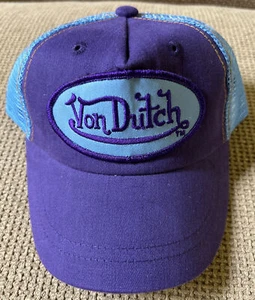 Kids Von Dutch Trucker SnapBack Hat Youth Size Embroidered Blue & Purple NEW! - Picture 1 of 6