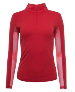 NWT IBKUL SOLID RED Long Sleeve Mock Golf Shirt - sizes S M L XL - Picture 1 of 2