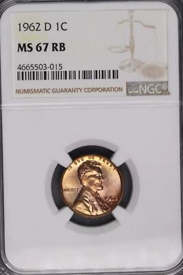 1962 D Lincoln Memorial Cent NGC MS67RB High Grade Gem - *DoubleJCoins* 8004-85 - Image 1 of 2