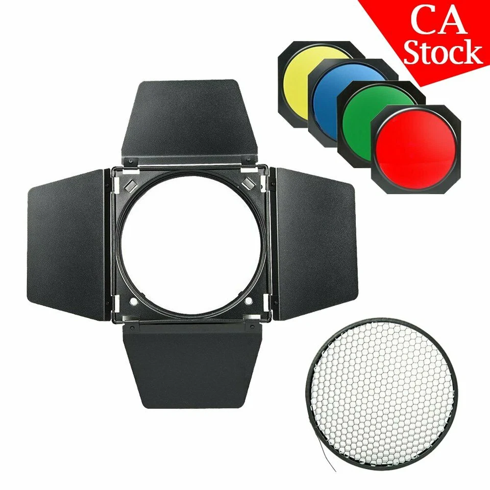 Godox BD-04 Barn Door Honeycomb Grid Color Gel Filter For Monolight Strobe Head