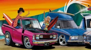 The Beach Bum Bar Mats / Bar Runners. Holden. Hey Charger. Ford Falcon. Man Cave - Picture 1 of 6