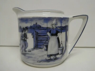 DELFT STYLE DUTCH MILK MAID BLUE WHITE  CREAMER MILK JUG POTTERY CHINA  - Image 1 of 4