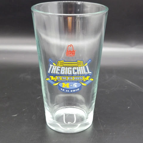 MICHIGAN & MICHIGAN STATE Hockey ARBY'S Pint Glass The Big Chill The Big House Cover