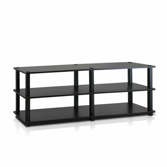 Furinno TV14038 Turn-S-Tube No Tools 3 -Tier Entertainment TV Stands - Espresso/Black