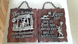 2x Holzbild Wandbild Spruchtafel Spruchbild Dekobild Holztafel Spruch 16x20 cm - Bild 1 von 9